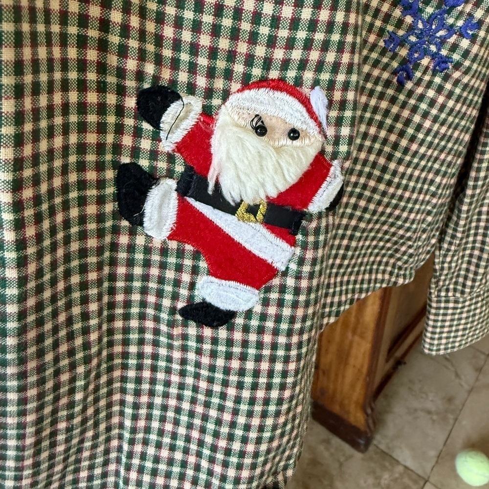 Lemon grass ladies large petite 100% cotton Christmas shirt plaid EXC COND - Picture 5 of 14